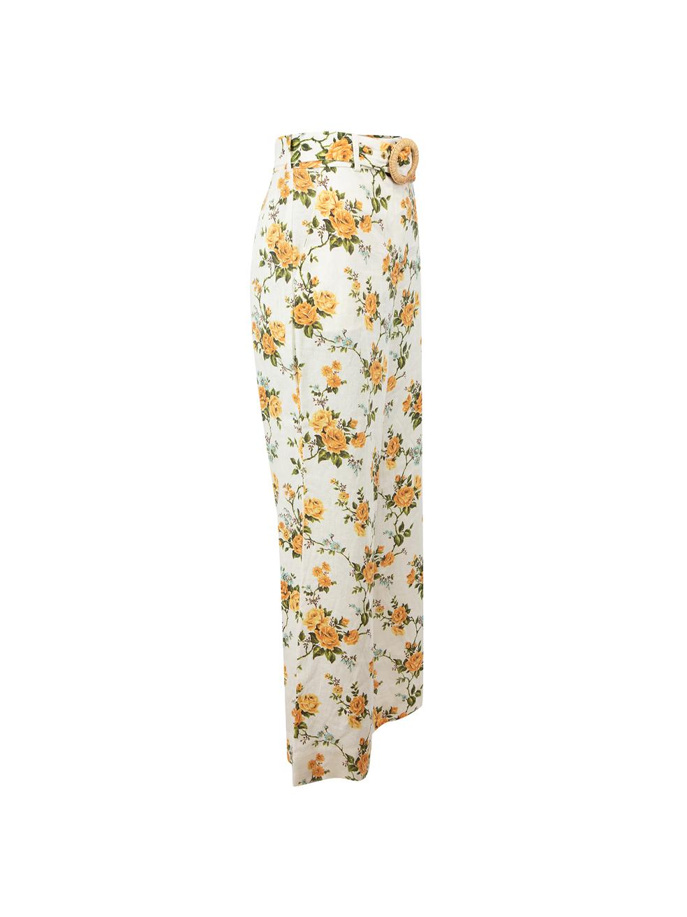 CONDITION is Very good. Hardly any visible wear to trousers is evident on this used Zimmermann designer resale item. 



Details


White

Linen

Wide leg culottes

Cropped length

High rise

Floral print pattern

Front zip closure with clasp and