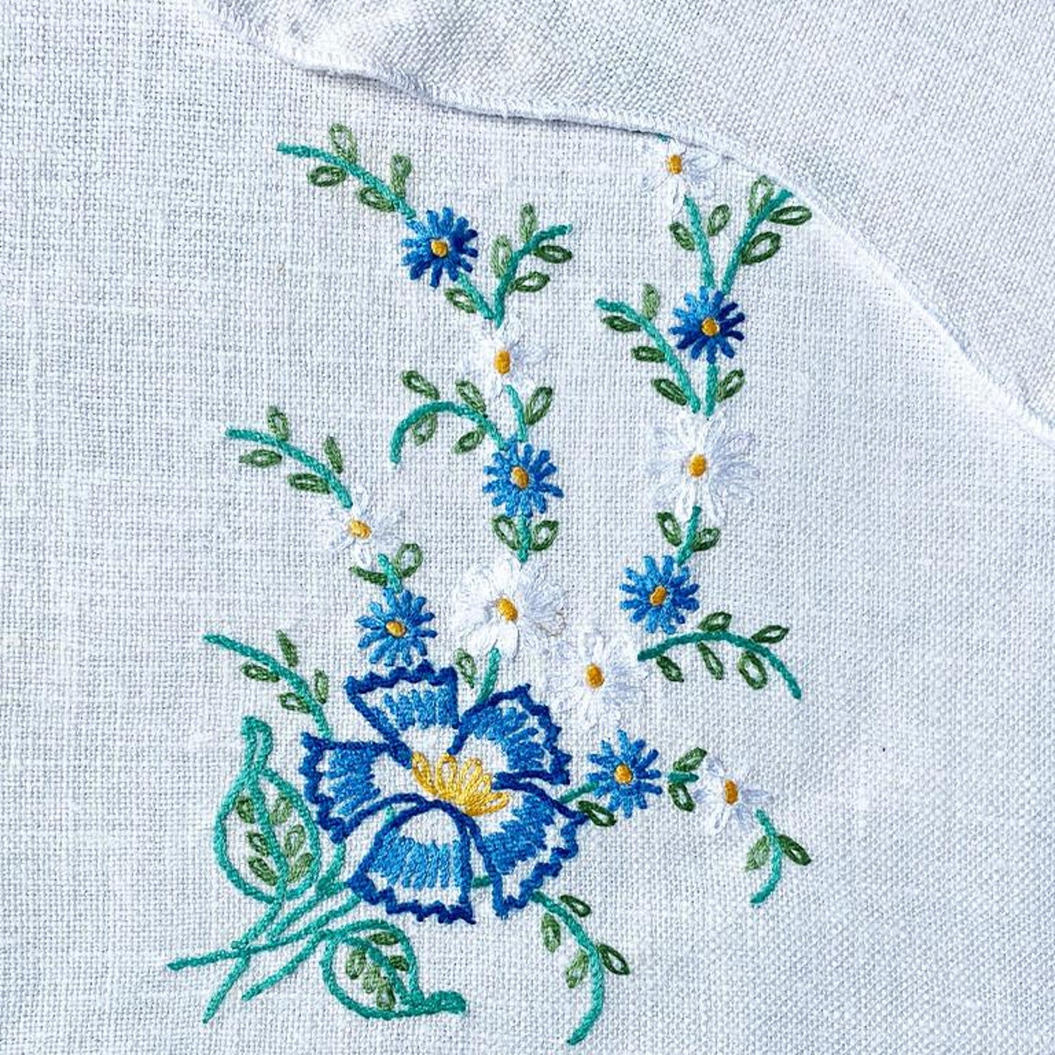 Table linen hand embroidered Marigold Collection Cocktail and Tea napkins 