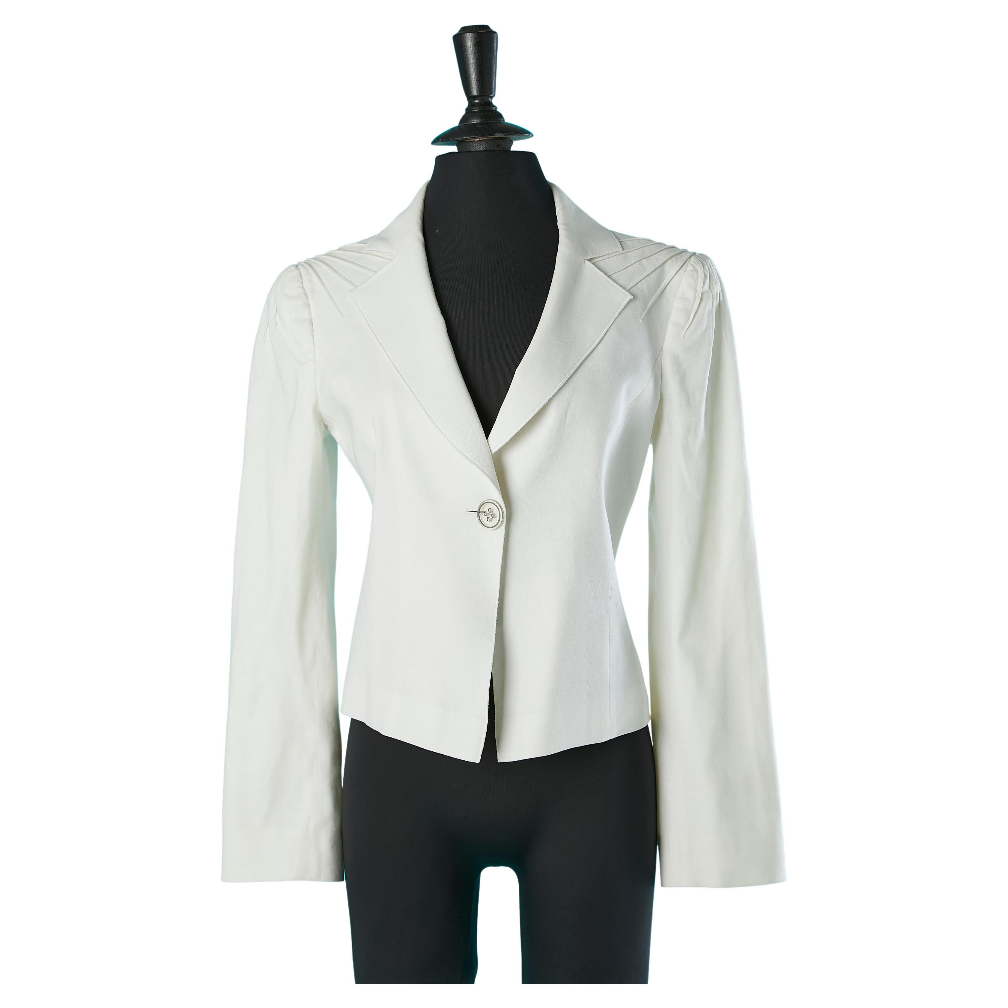 White linen jacket with top stitched shoulders and sleeve head Emporio Armani  For Sale