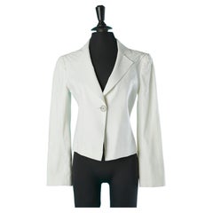 Weiße Leinenjacke mit oben genähten Schultern und Ärmeln aus weißem Leinen Emporio Armani