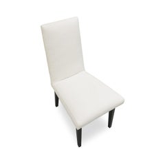 White Linen Modern Dining Chair with Black Metal Frame Accent, Custom