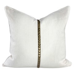 White Linen Pillow, Gold Stud
