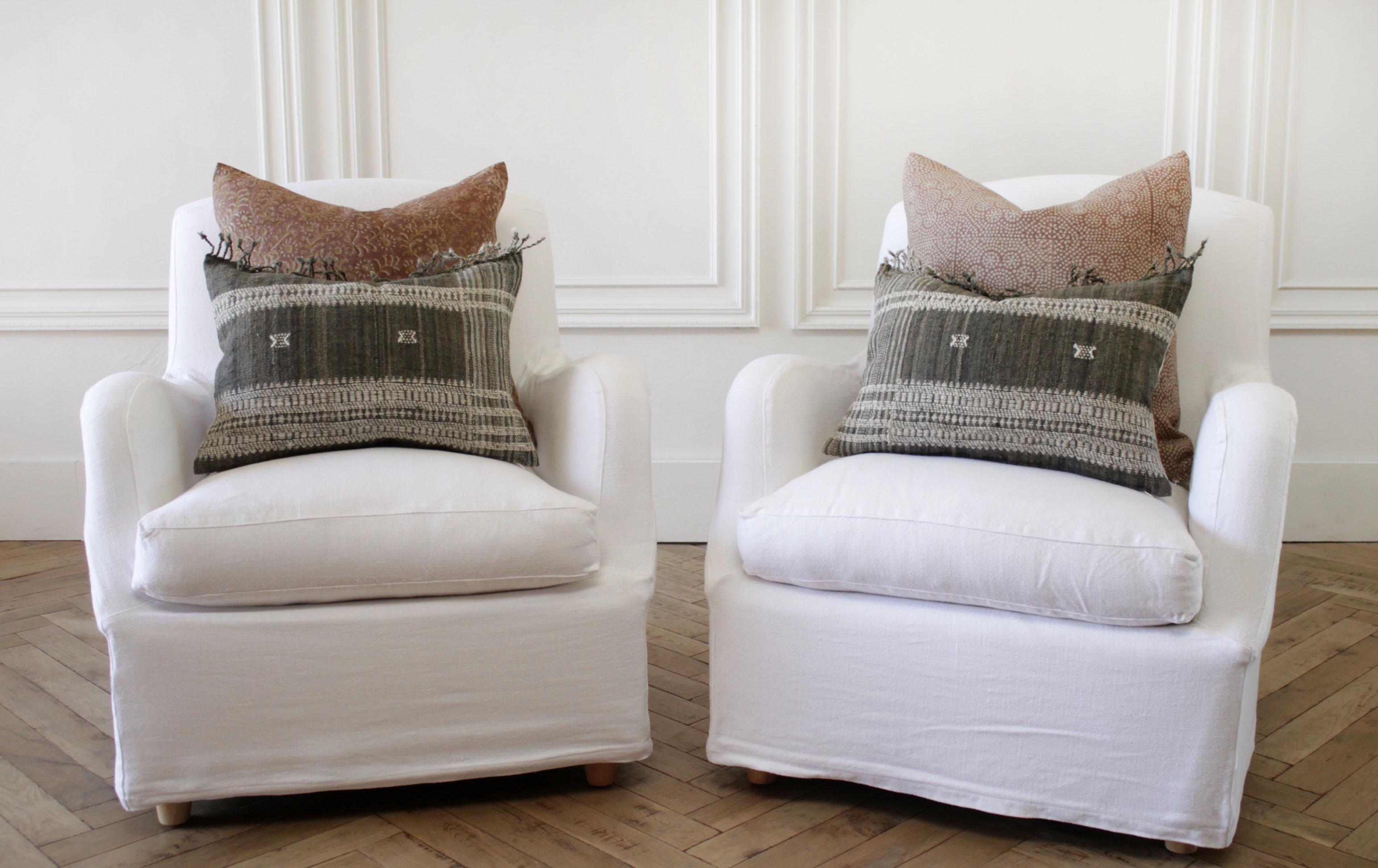 white slipcovered armchair