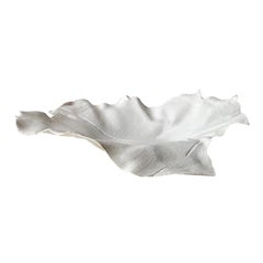 White Linen Textured Porcelain Organic Shaped Bowl, France, Contemporary
