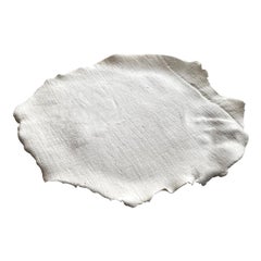 White Linen Textured Porcelain Organic Shaped Plate, France, Contemporary