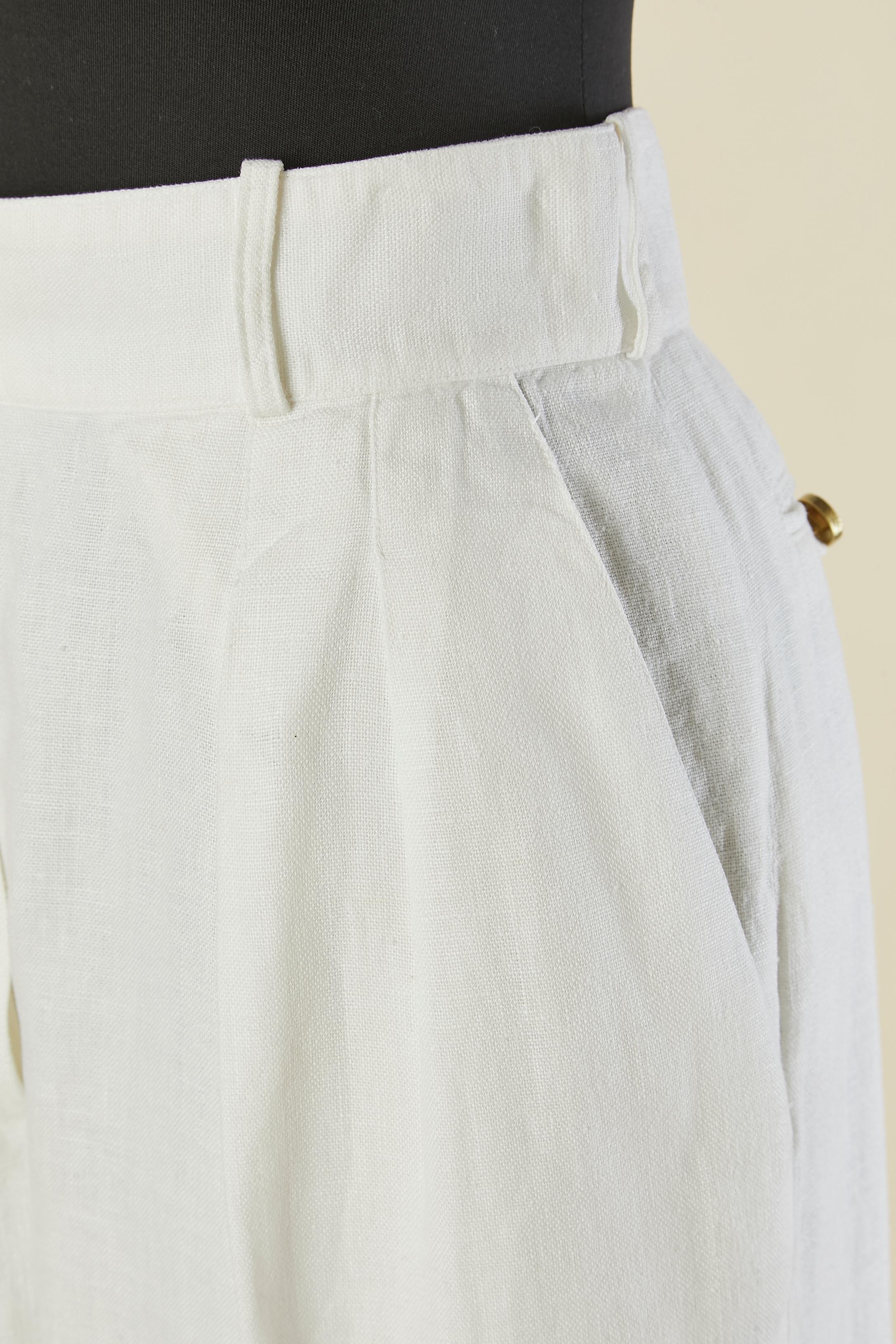 Grigio Pantalone di lino bianco Chanel in vendita