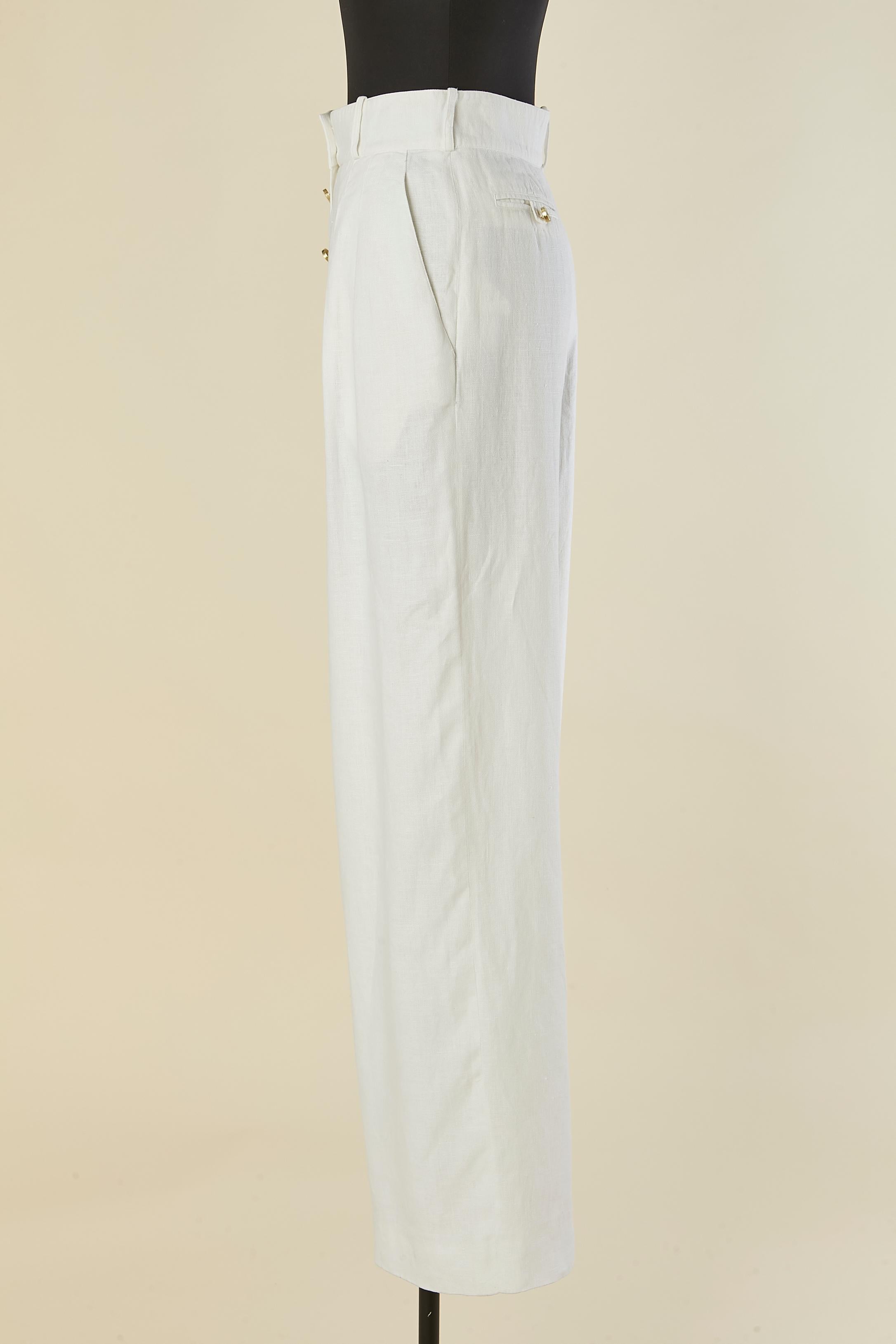 Pantalone di lino bianco Chanel In condizioni ottime in vendita a Saint-Ouen-Sur-Seine, FR