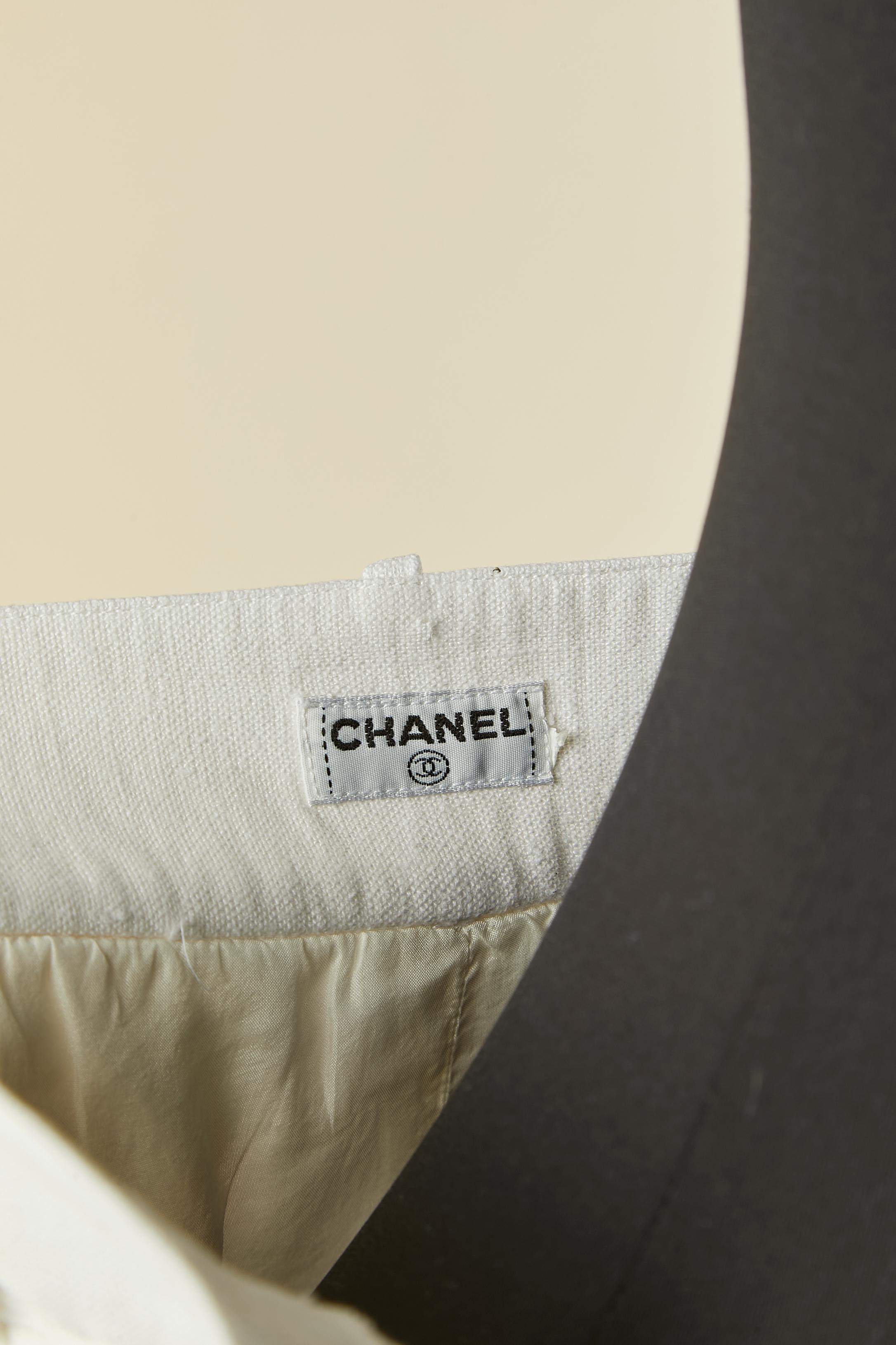 Pantalone di lino bianco Chanel in vendita 1