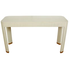 White Linen Wrapped Console Table