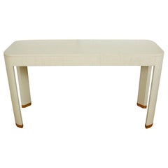 White Linen Wrapped Console Table