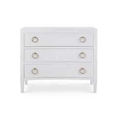 White Linen Wrapped Modern Chest of Drawers