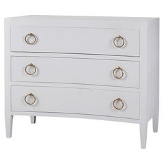 White Linen Wrapped Modern Chest of Drawers