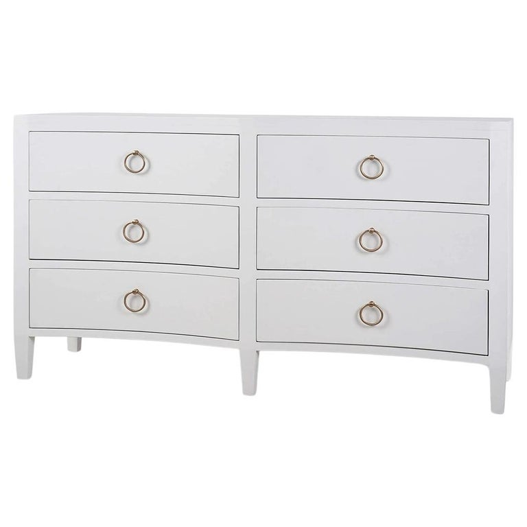 White Linen Wrapped Modern Dresser For Sale at 1stDibs