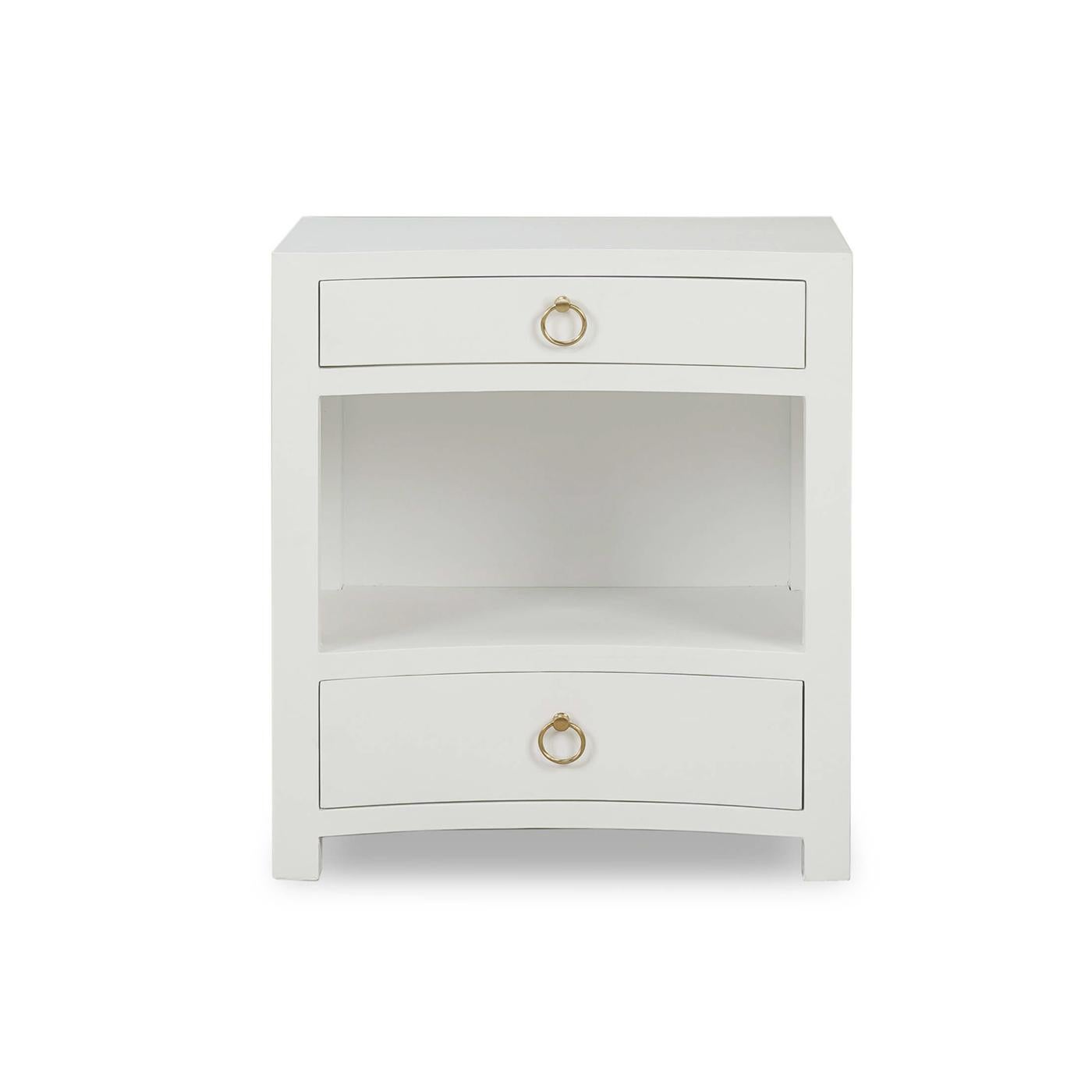 Modern White Linen Wrapped Nightstand For Sale