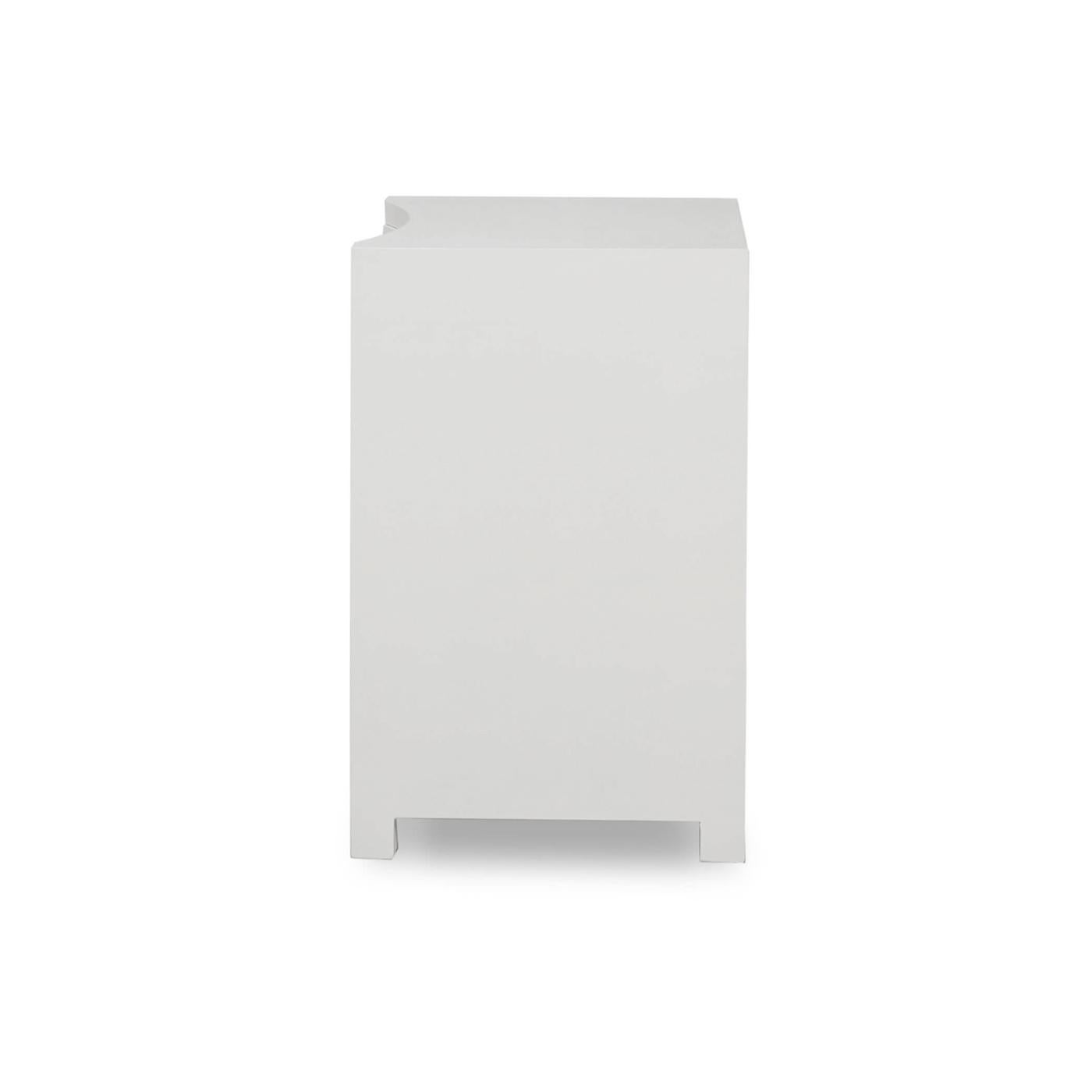 Asian White Linen Wrapped Nightstand For Sale
