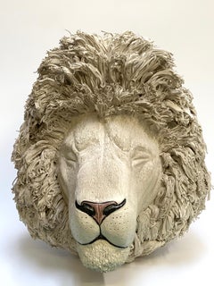 White Lion, Ceramic Centerpiece, Handmade Design in Italy, 2021