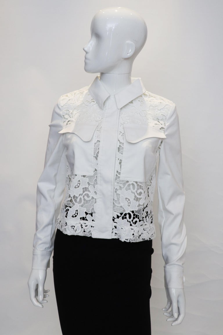 White Liu Jo Milan Jacket with Lace Detail For Sale at 1stDibs
