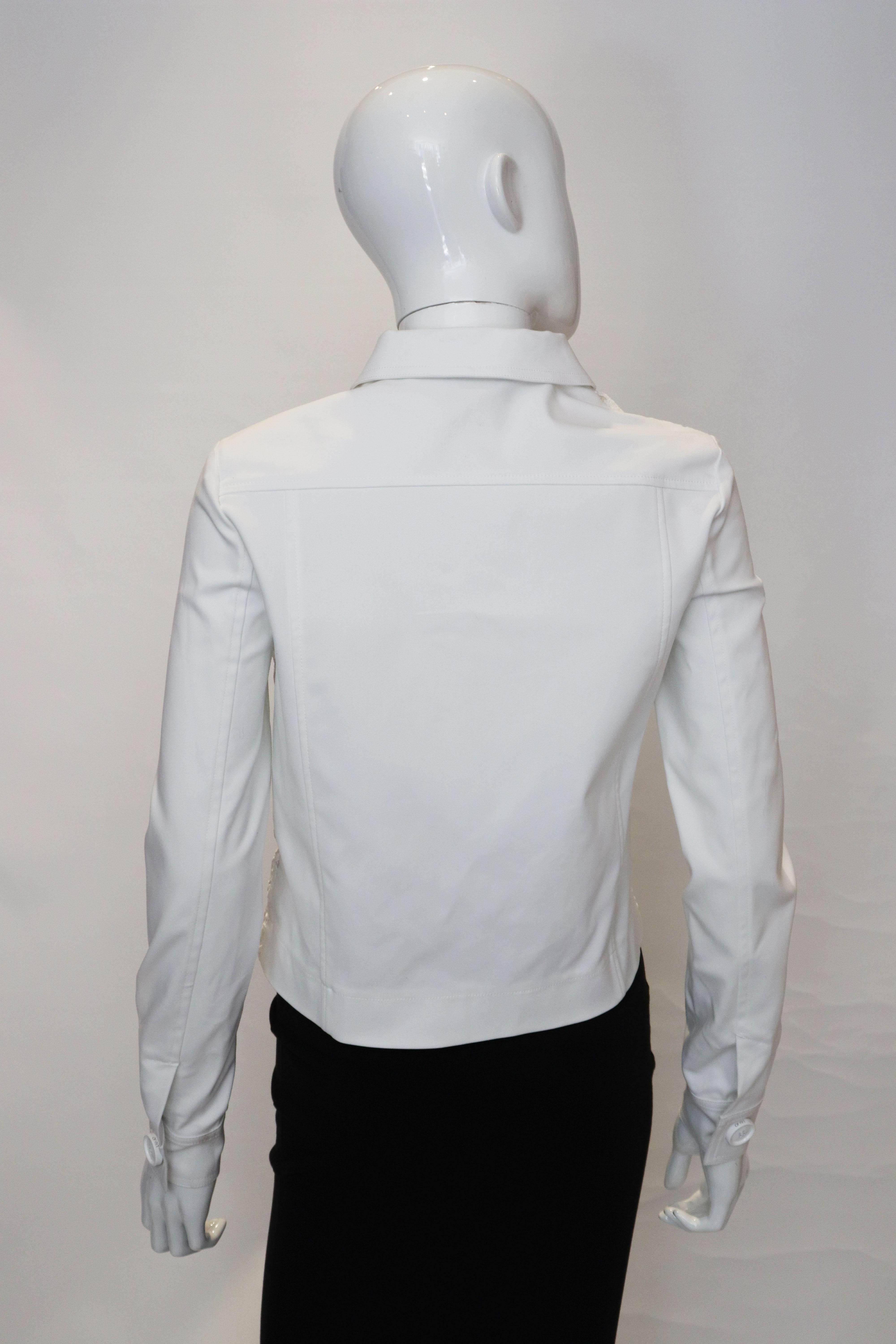Women's White Liu Jo Milan Jacket with Lace Detail For Sale