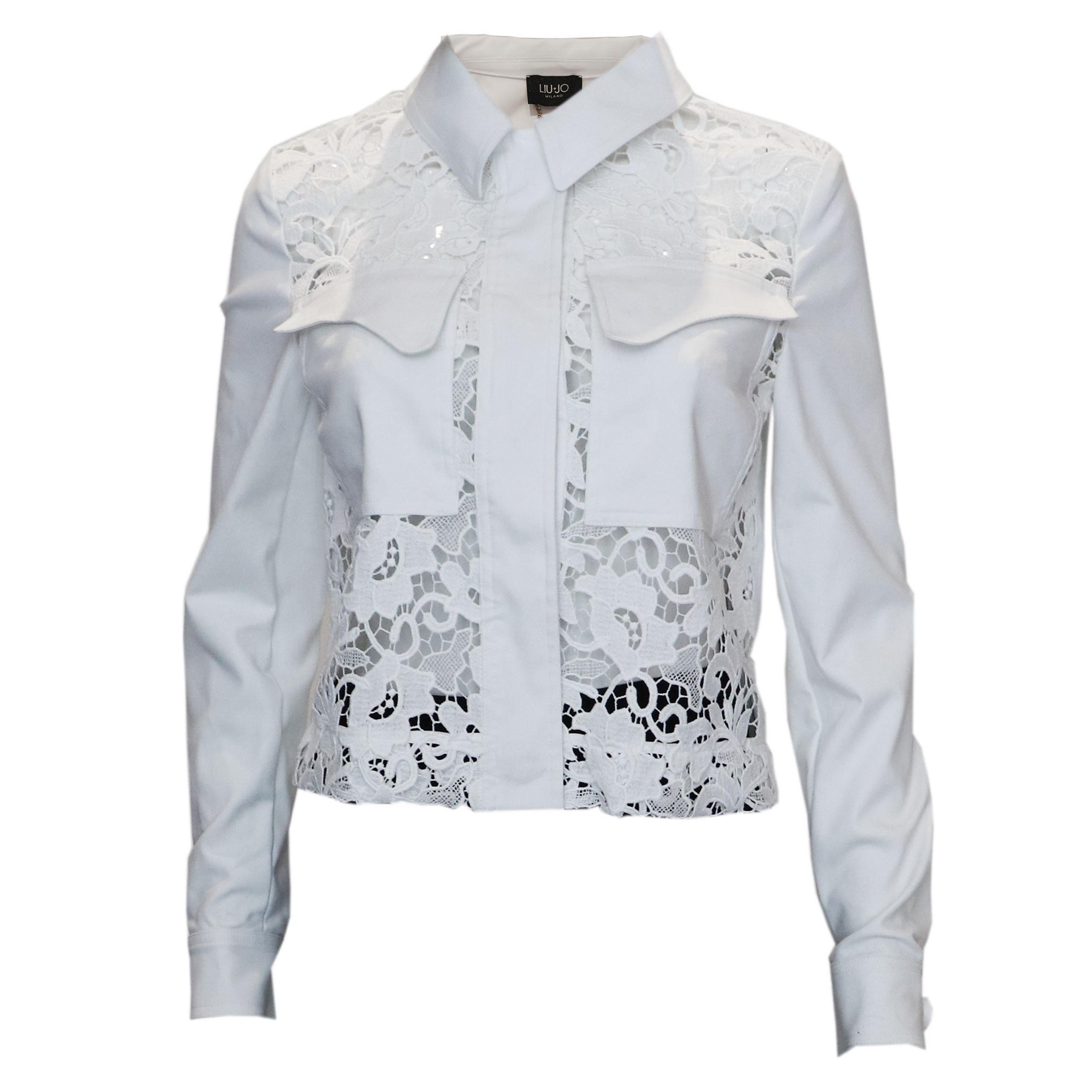White Liu Jo Milan Jacket with Lace Detail  For Sale