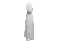 Loeffler Randall bianco ricamato con manica a sbuffo Maxi Dress taglia M US