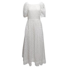 White Loeffler Randall Embroidered Puff Sleeve Maxi Dress Size US M