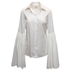 White Loewe Bell Sleeve Button-Up Top Size EU 36