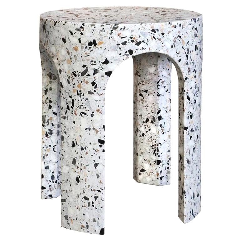 White Loggia Terrazzo Side Table by Matteo Leorato For Sale