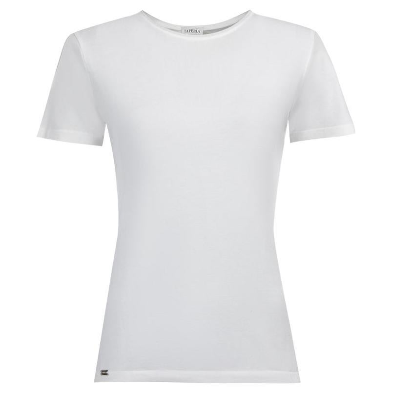 Weißes T-Shirt mit Logo-T-Shirt mit Rundhalsausschnitt Größe XL im Angebot