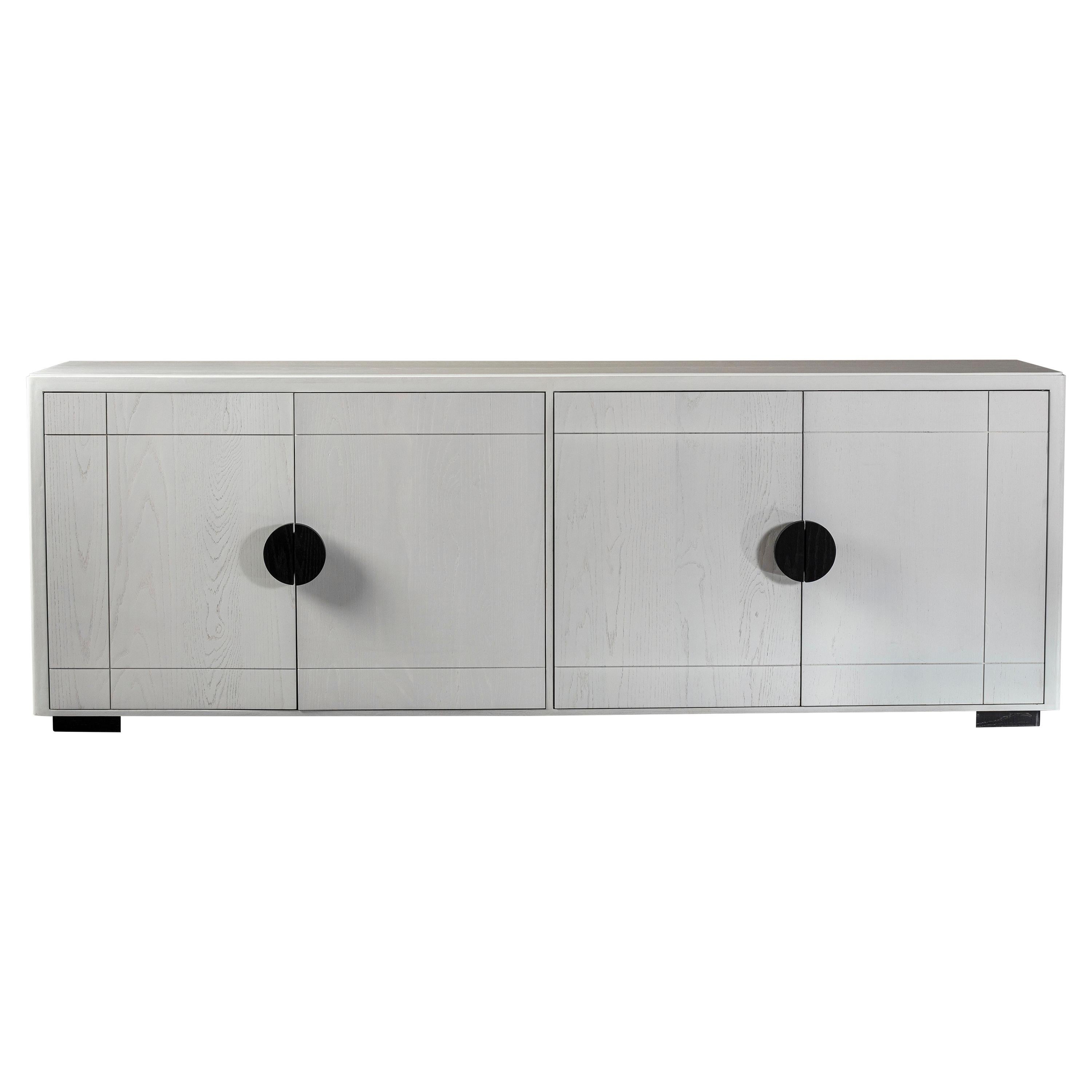 Modern White Lonely Dots Solid Oak Sideboard For Sale