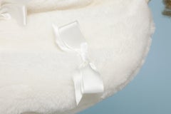 White long coat in off-white wool  and puffy sleeves with satin bow Jacques Fath