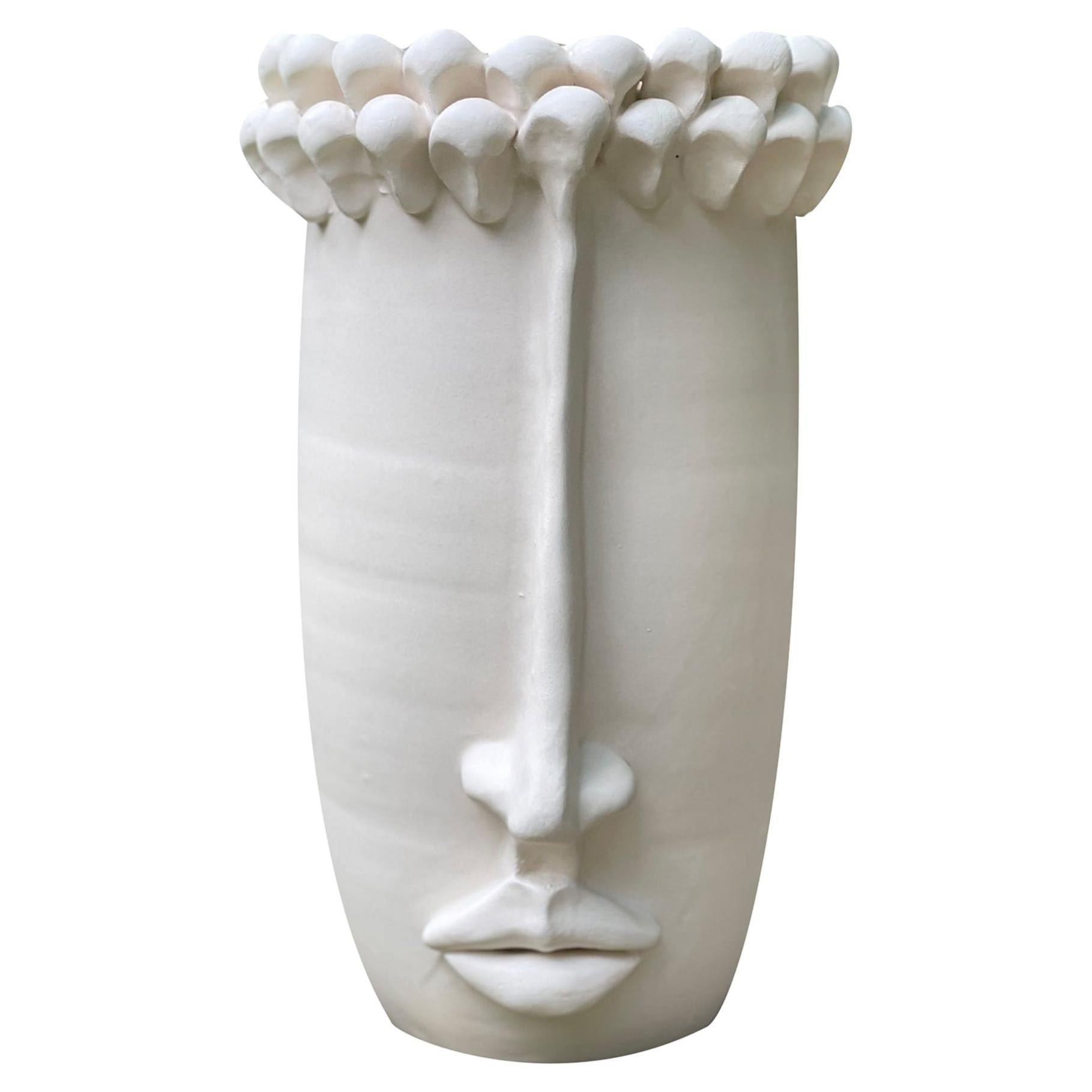 Vase à longue tête blanc