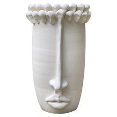 Vase à longue tête blanc