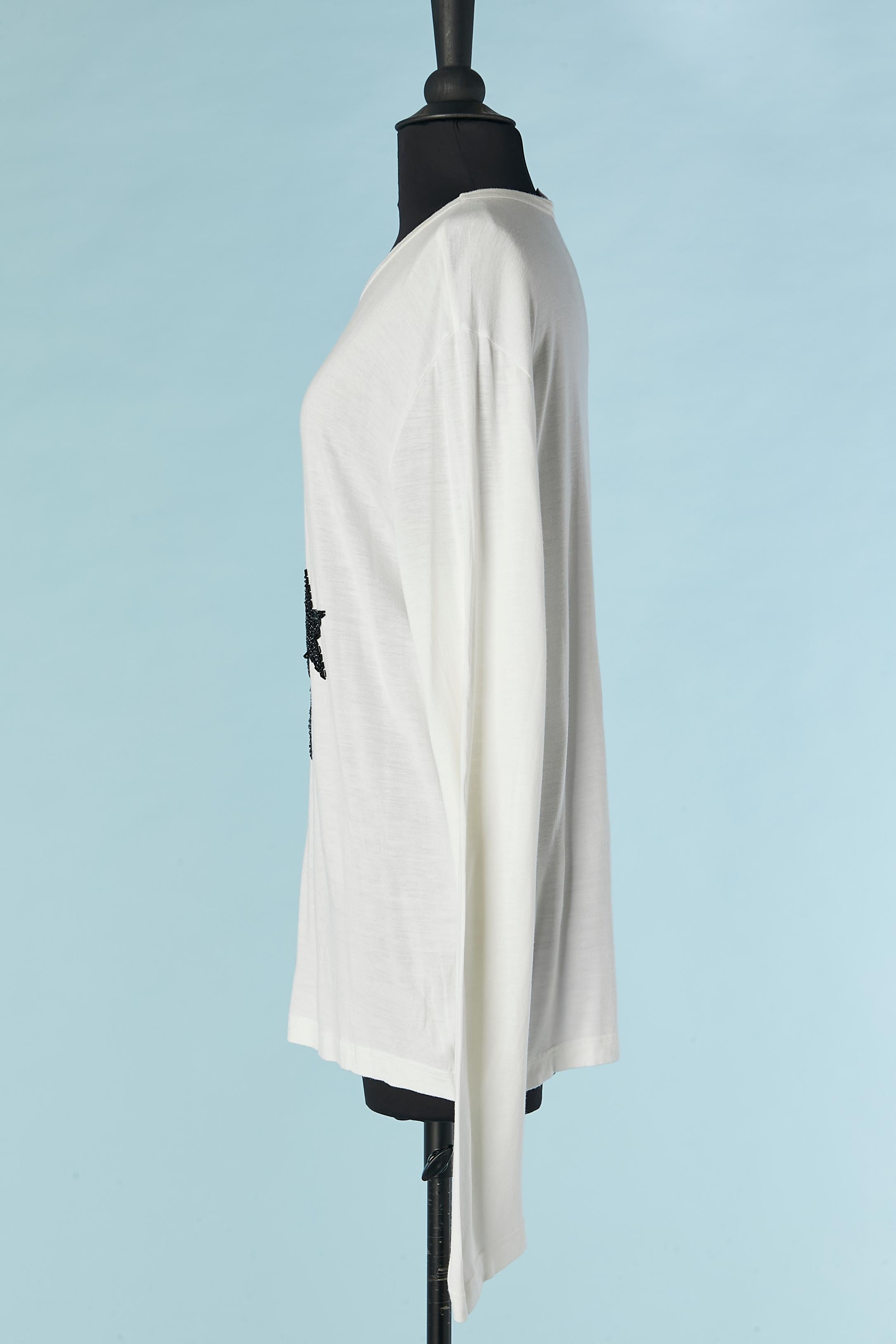Camiseta blanca de manga larga con abalorios RICHMOND en Excelente estado para la venta en Saint-Ouen-Sur-Seine, FR