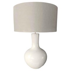 White Long Tube Neck Pair Lamps With Shades, China, Contemporary