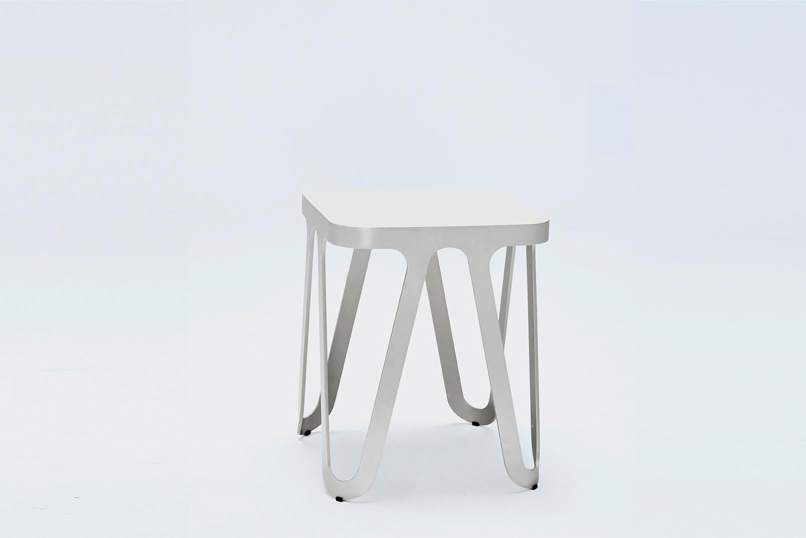 Aluminum White Loop Stool by Sebastian Scherer For Sale