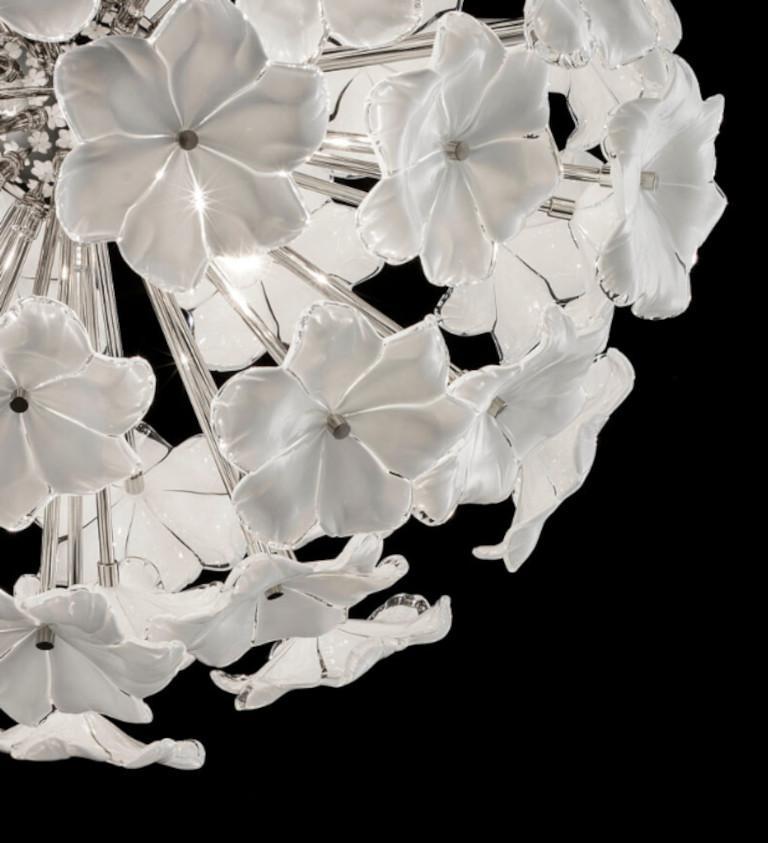 Mid-Century Modern White Lotus Sputnik Chandelier by Fabio Ltd For Sale