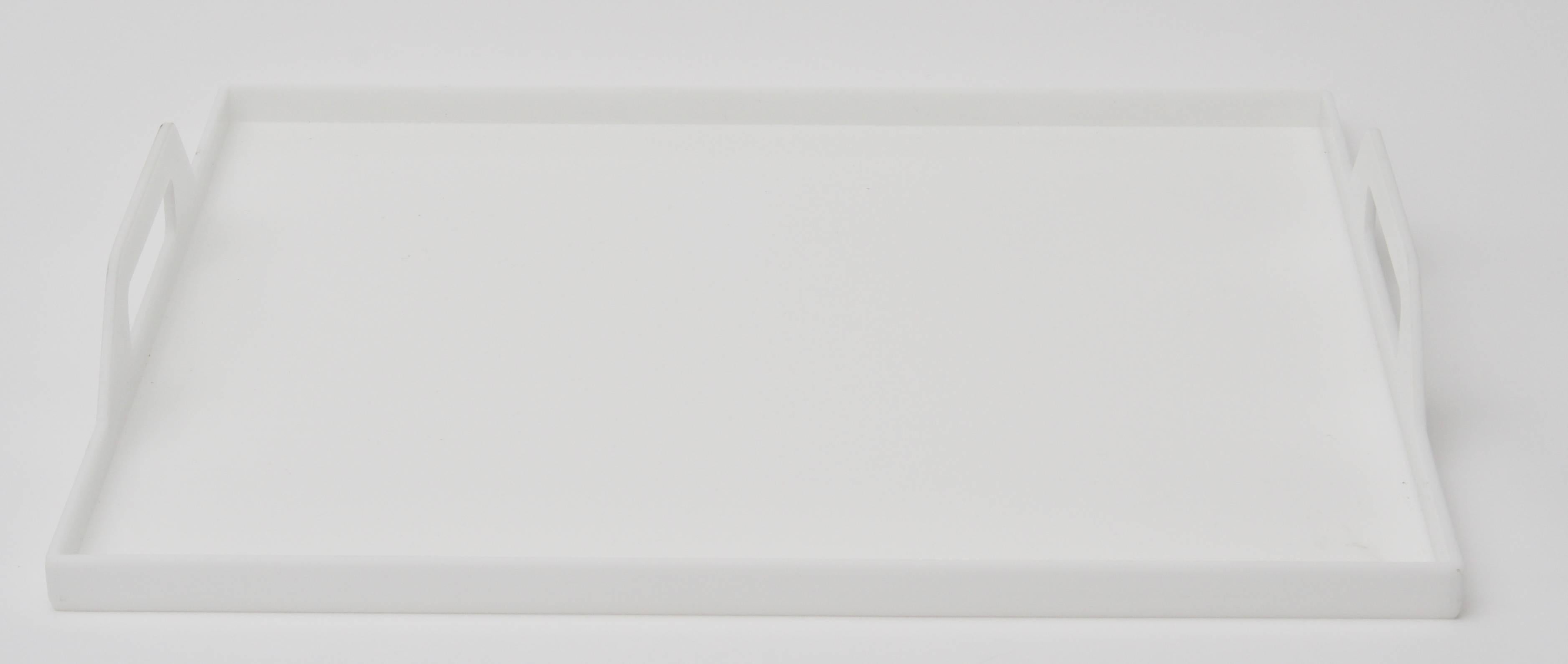 Hand-Crafted White Lucite Breakfast Tray