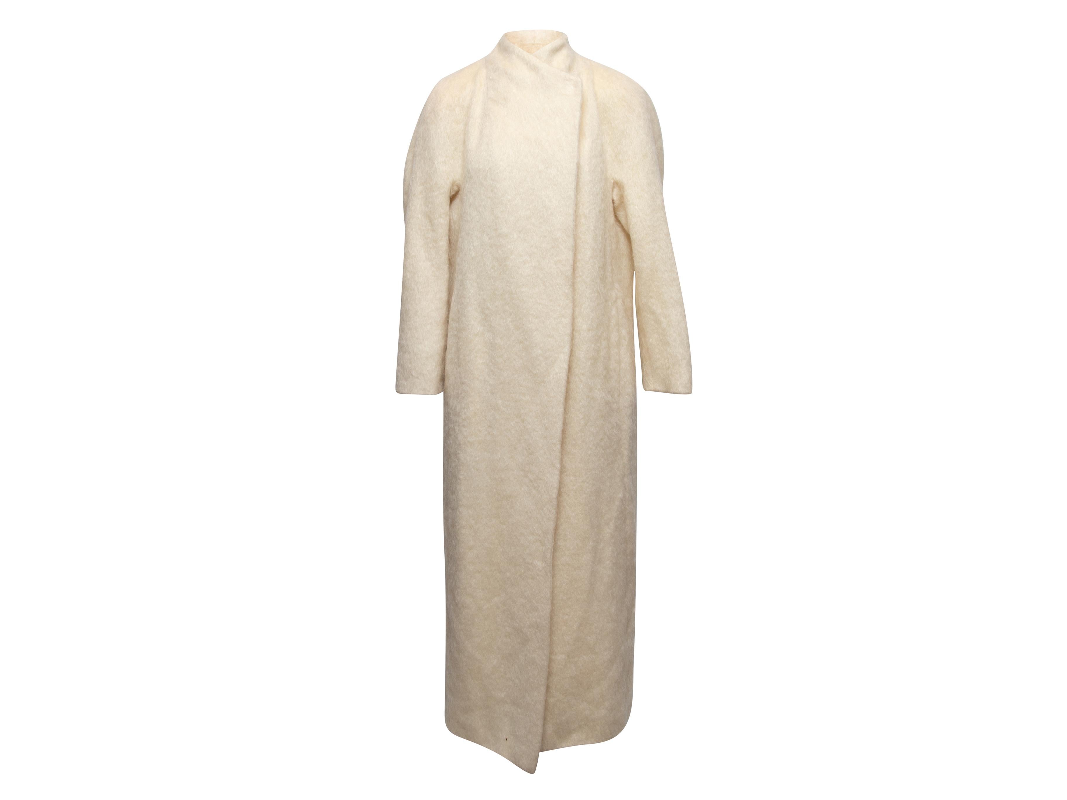 White Luisa Spagnoli Mohair-Blend Long Coat Size US S For Sale 1