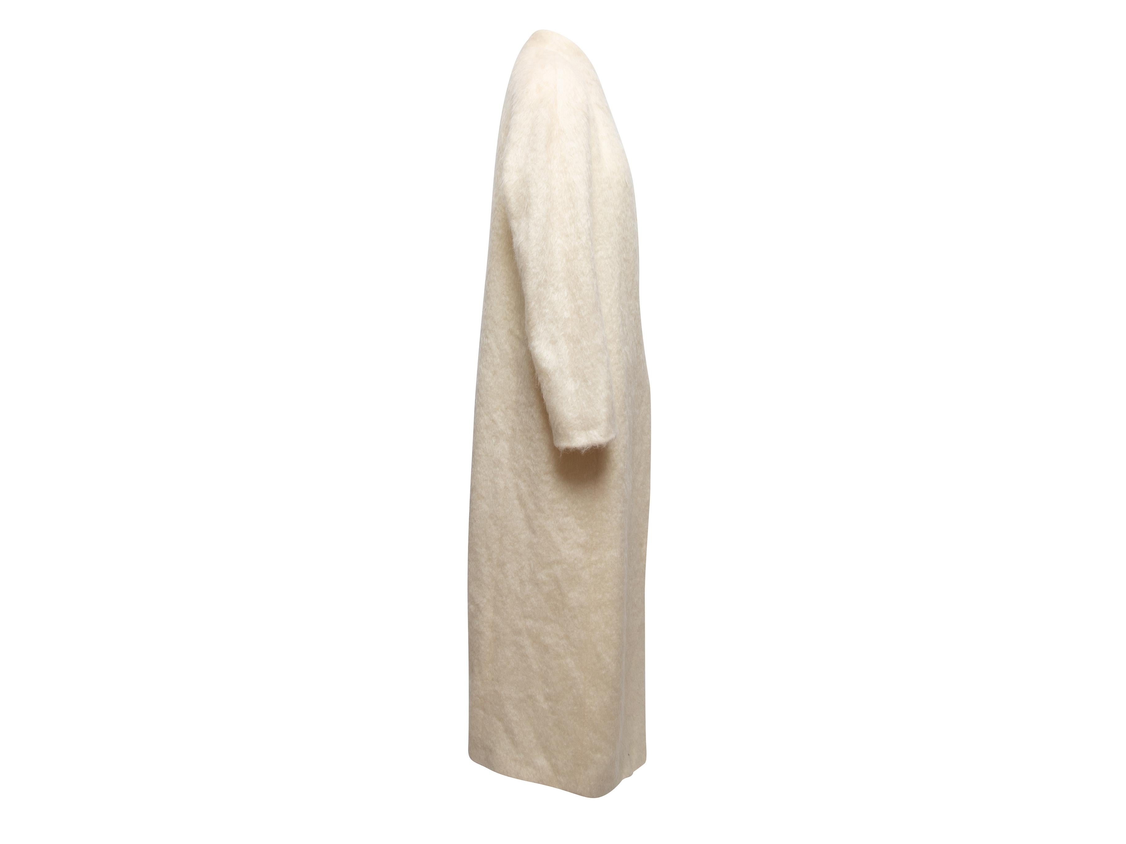 Manteau long Luisa Spagnoli en mohair blanc, taille US S en vente 2