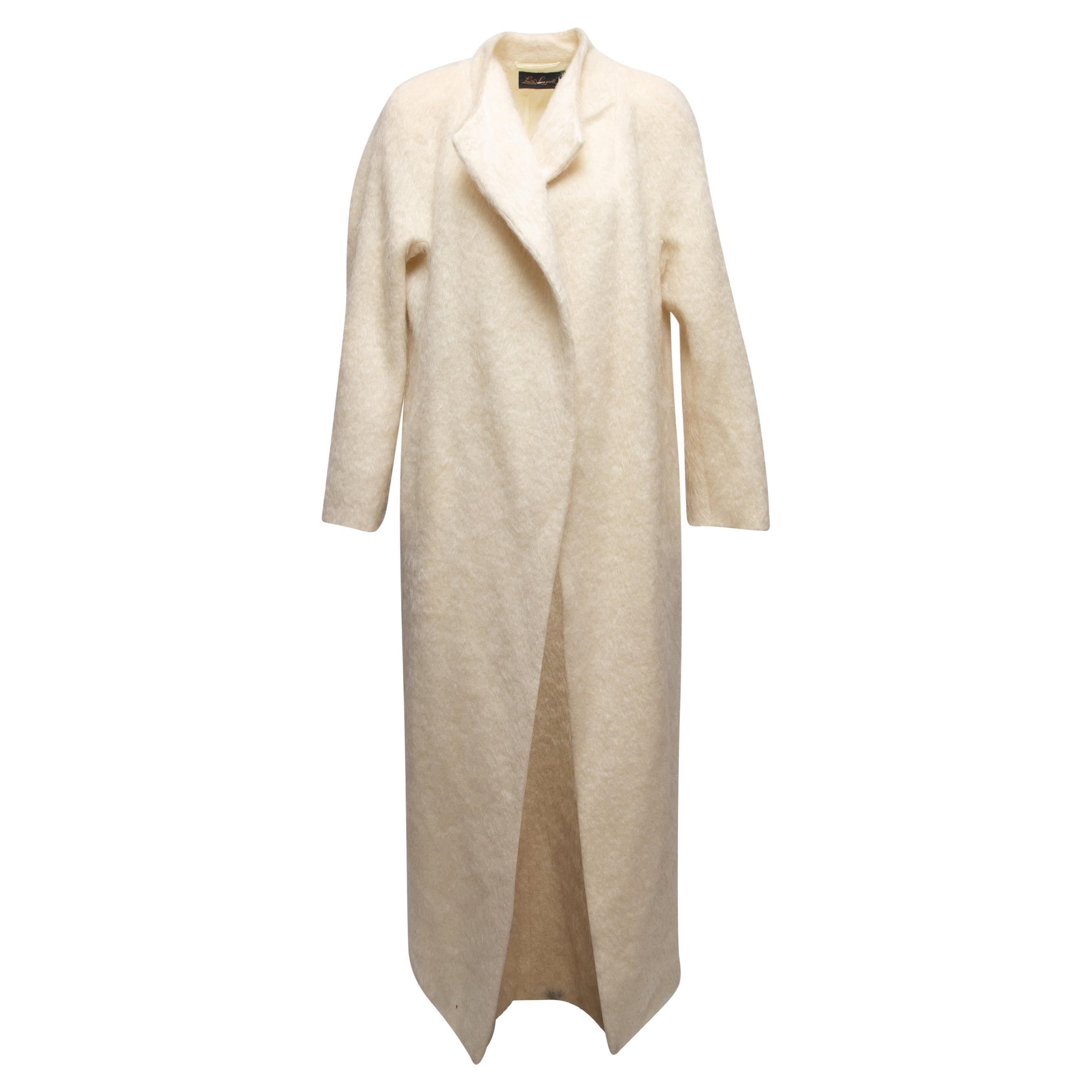 Manteau long Luisa Spagnoli en mohair blanc, taille US S en vente
