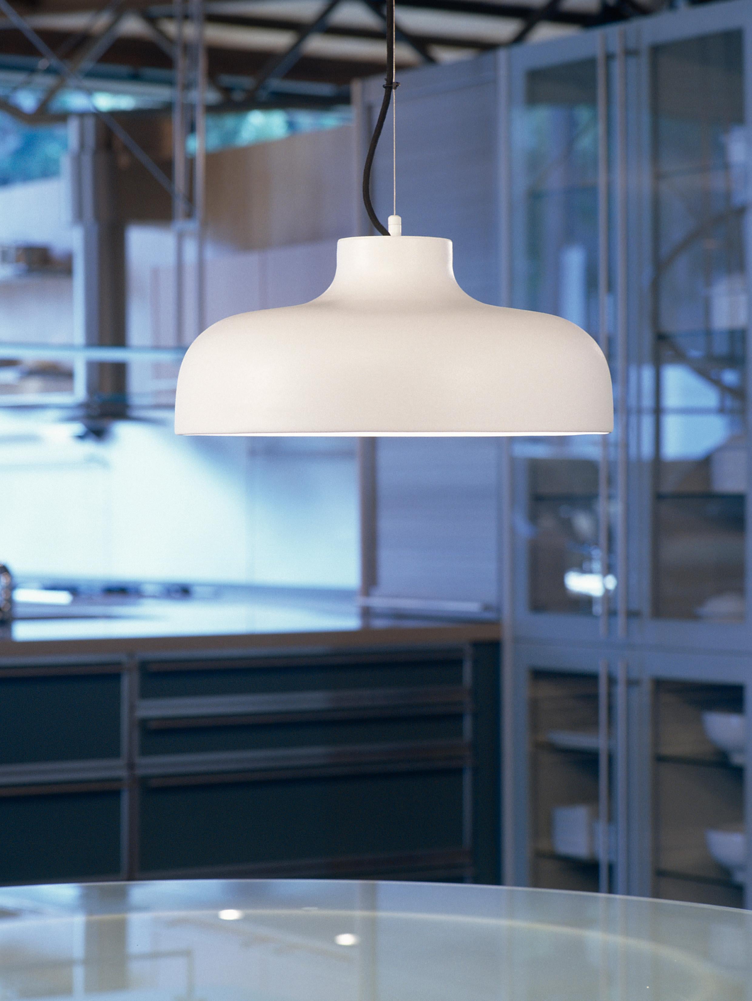 Spanish White M68 Pendant Lamp by Miguel Milá For Sale