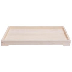 White Magnolia Wood and Brass Tray for Barware or Display by Alabama Sawyer