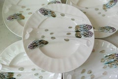 White Majolica Asparagus Plate Keller Et Guerin Luneville, circa 1890