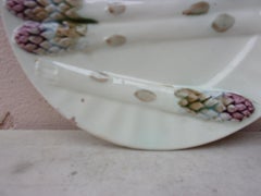 White Majolica Asparagus Plate Keller Et Guerin Luneville, circa 1890