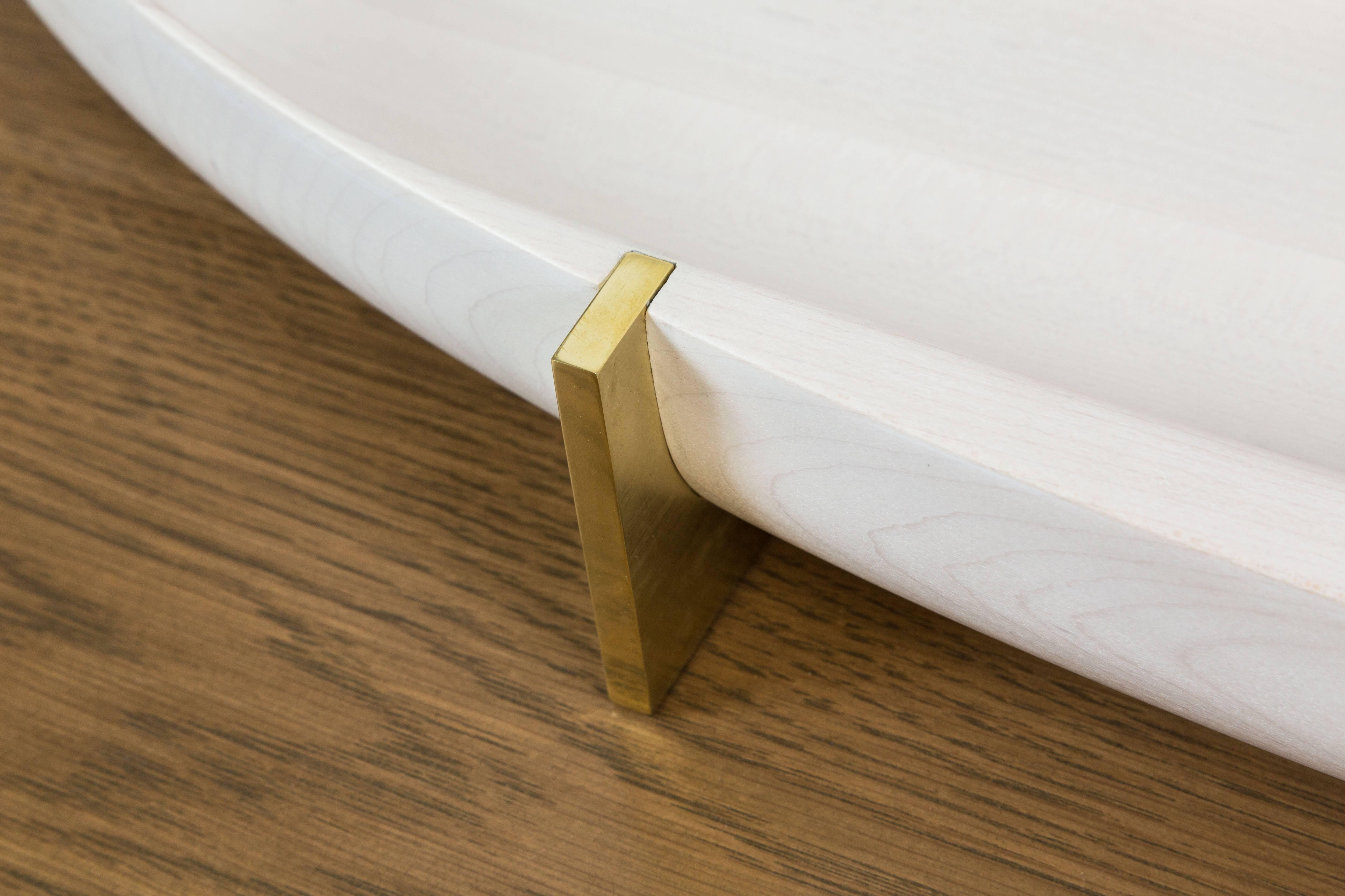 Contemporary White Maple and Brass Oval Tray by Vincent Pocsik