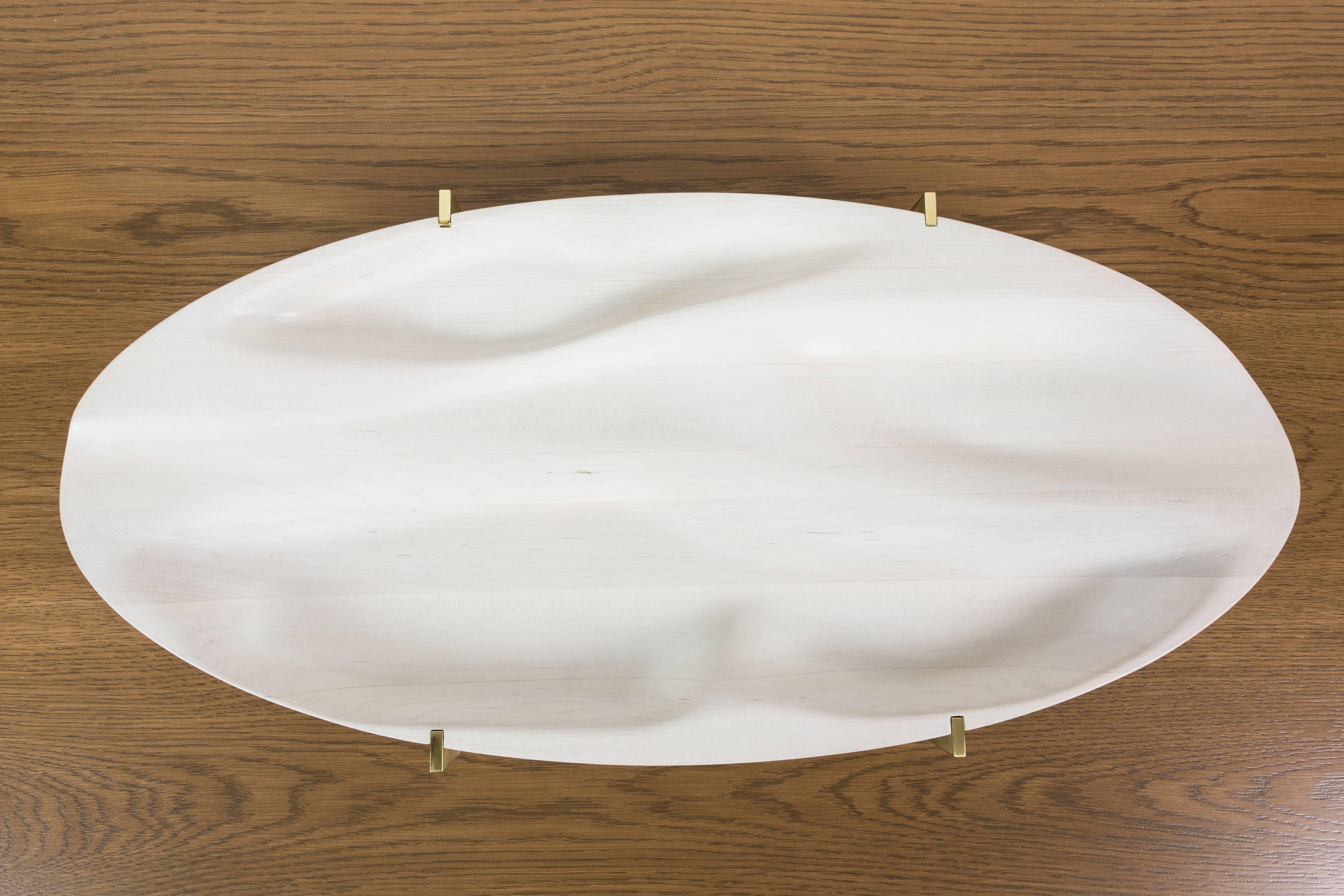 White Maple and Brass Oval Tray by Vincent Pocsik 1