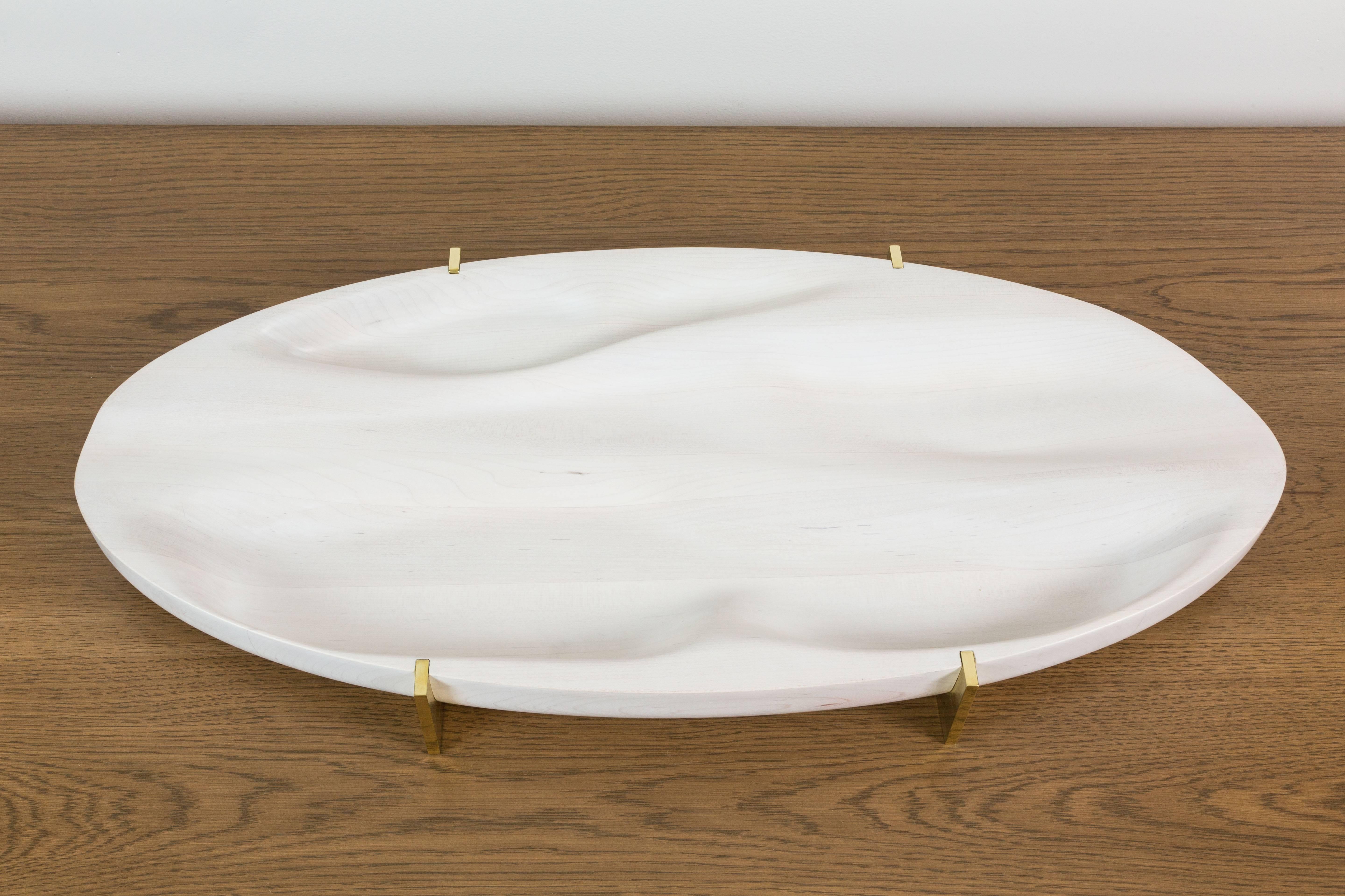 White Maple and Brass Oval Tray by Vincent Pocsik 2