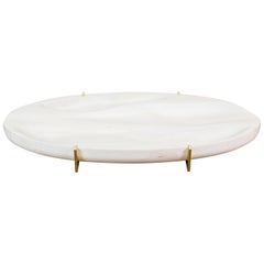 White Maple and Brass Oval Tray by Vincent Pocsik