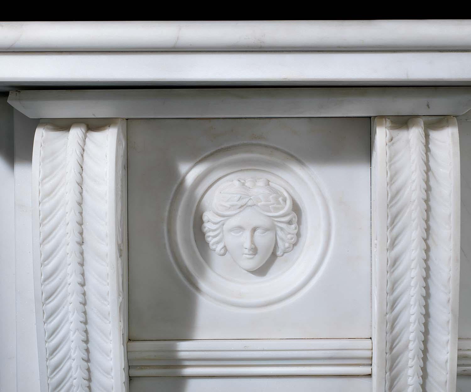 White Marble 20th Century Copy of a Regency Chimneypiece In Good Condition In London, GB