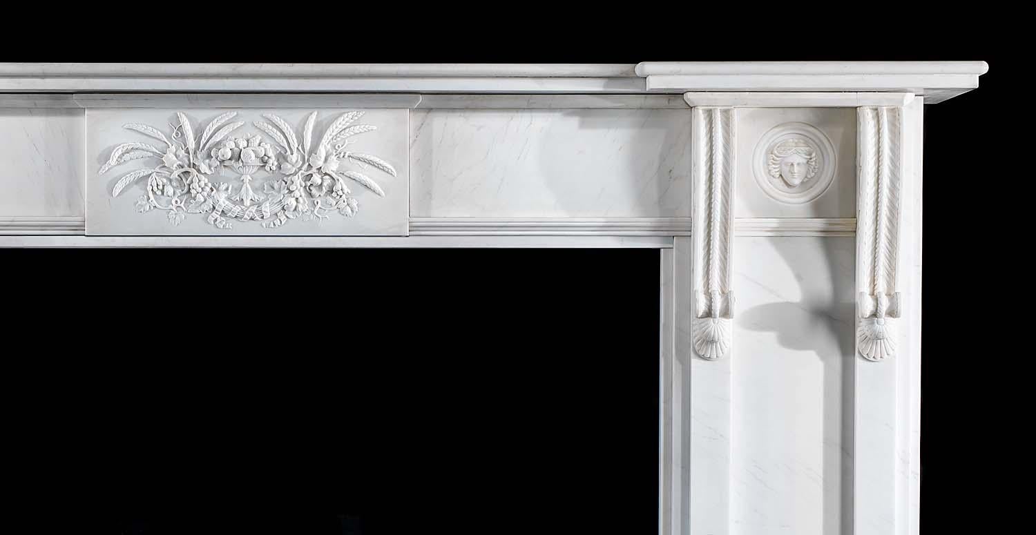 White Marble 20th Century Copy of a Regency Chimneypiece 2